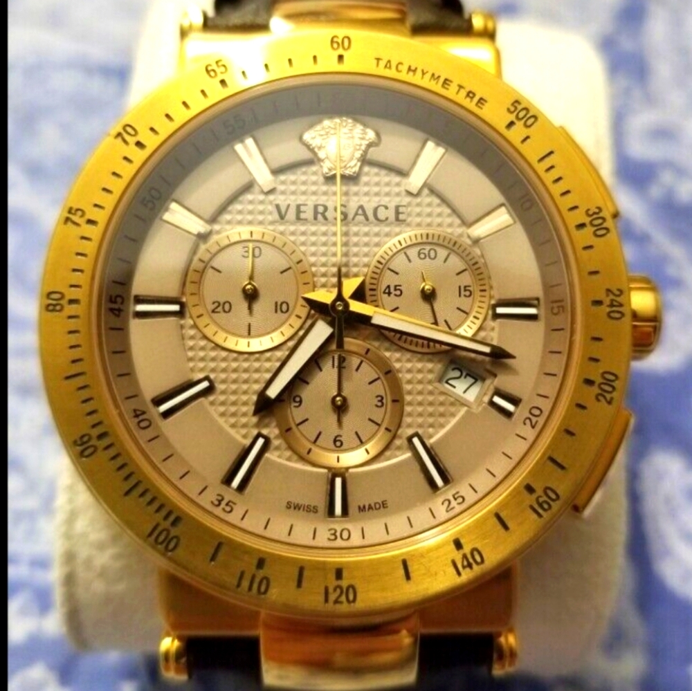 Versace mens gold tone chronograph
